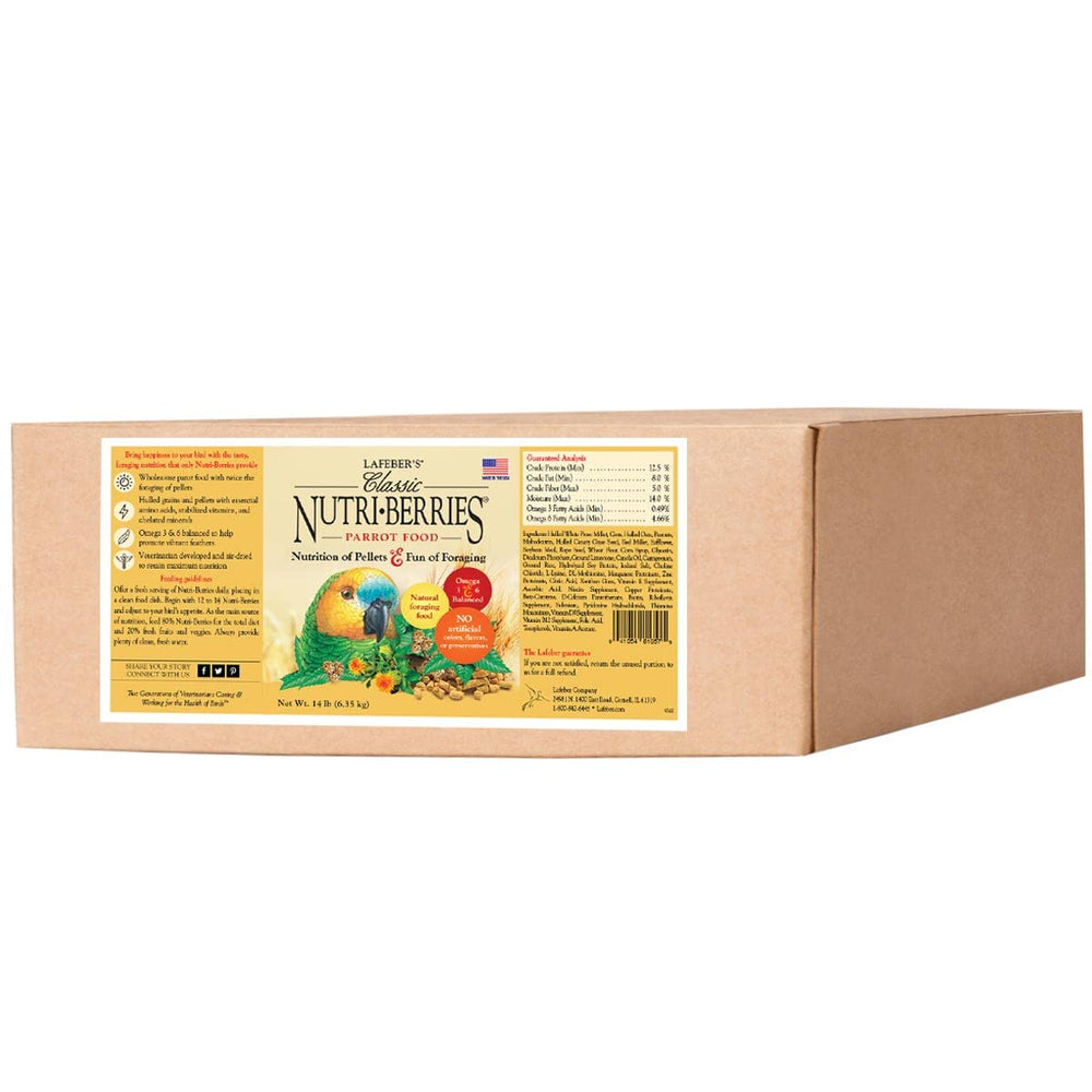 LAFEBER'S sac Nutri-Berries 14 lb montrant emballage et marque pour confiance