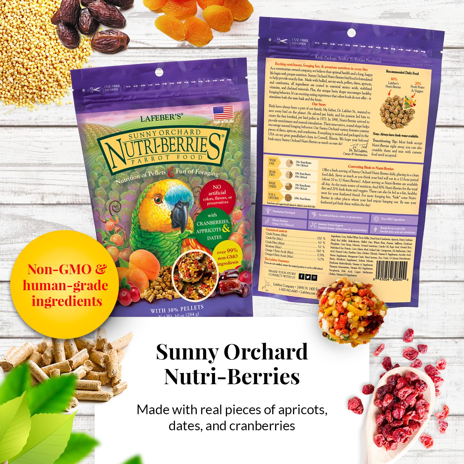 LAFEBER'S sachet ouvert avec Nutri‑Berries visible pour appétence et variété