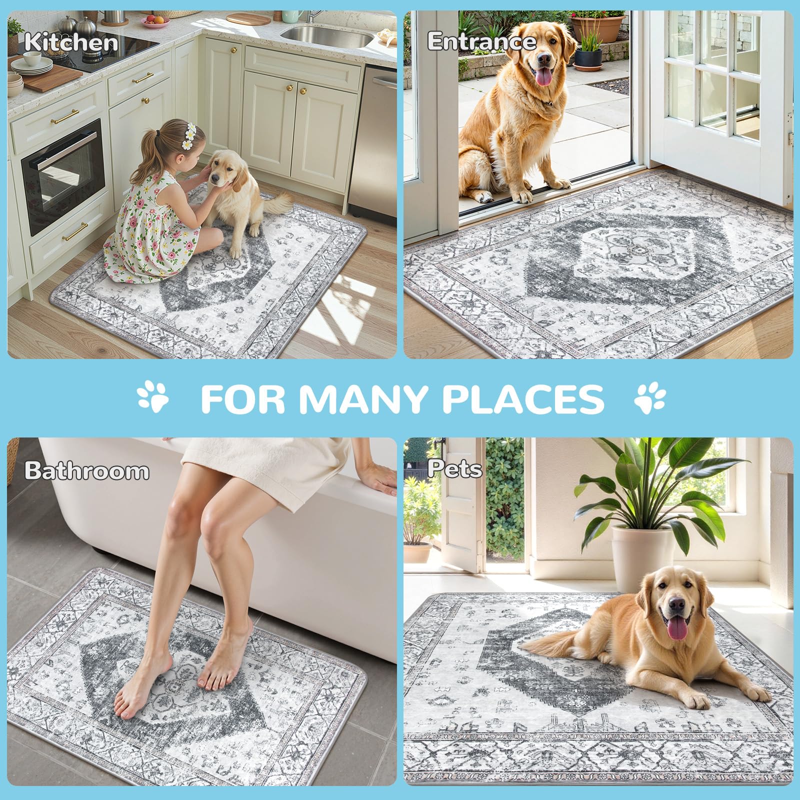 Lahome tapis placé dans caisse avec chiot, formation à la propreté facile