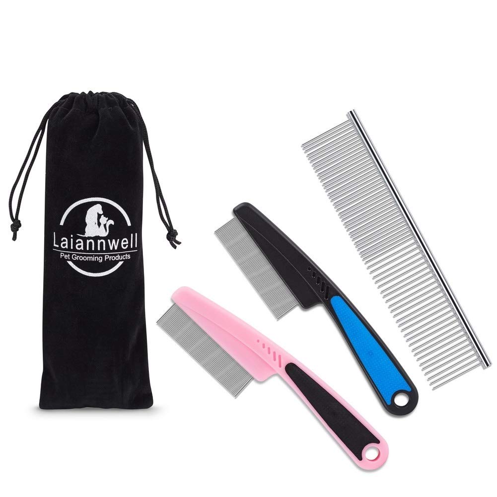 laiannwell pack de 3 peignes toilettage montrant la face avant et les dents, efficacité de soin