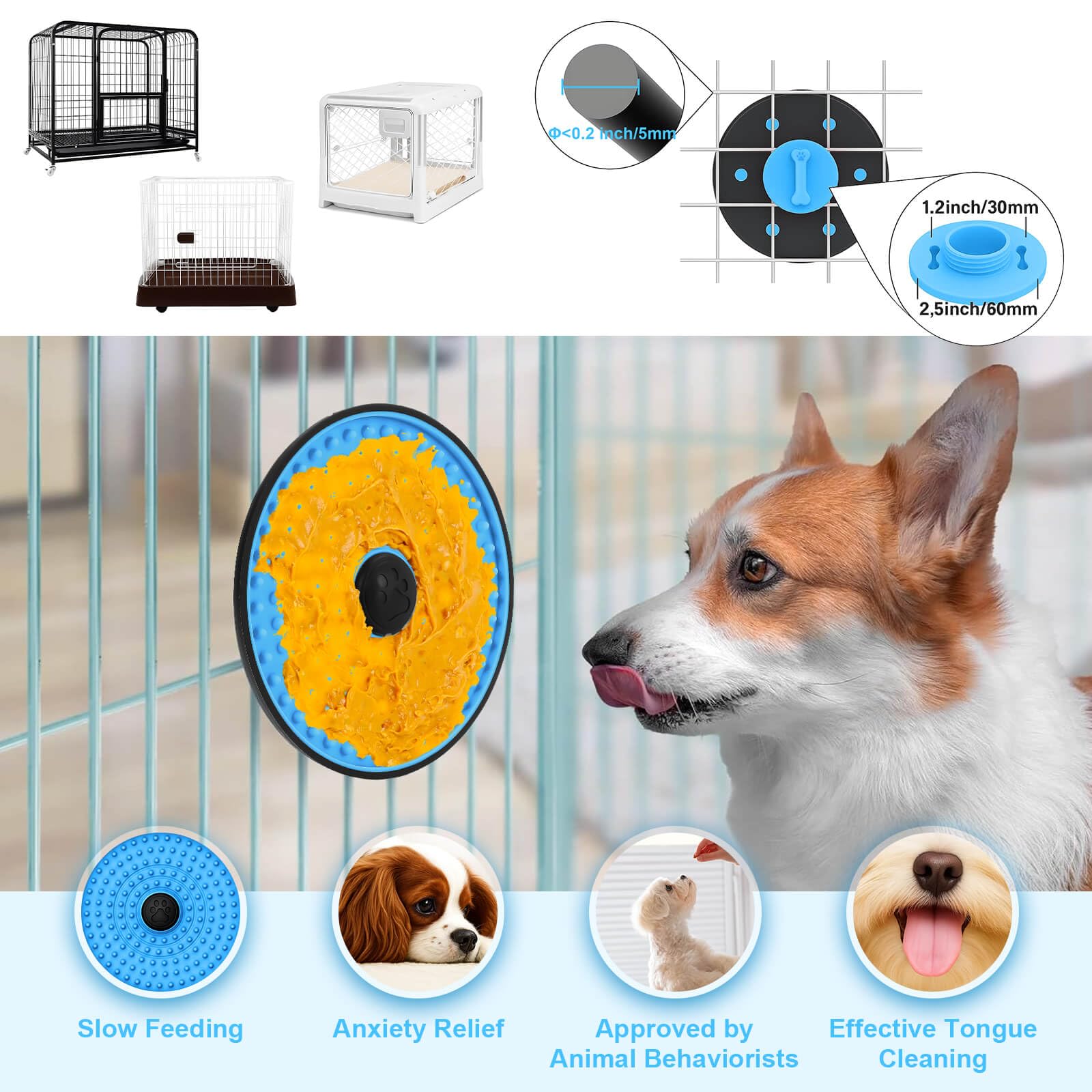 Lalolee tapis fixé dans une cage apaisant le chien pendant le dressage