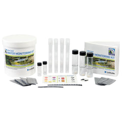 LaMotte coffret ouvert montrant composants et manuel pour analyses d'eau, facilite apprentissage