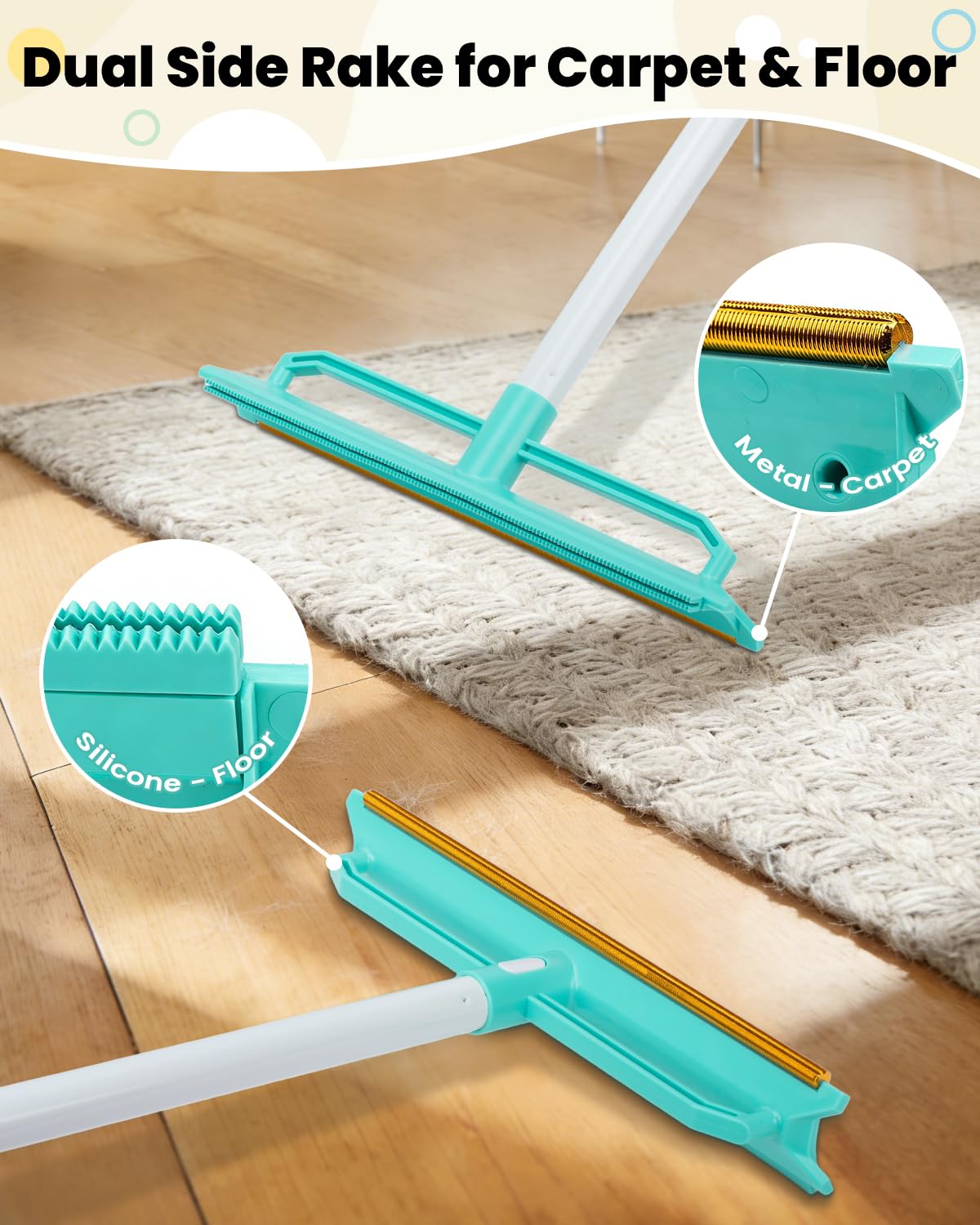 LANNIU face caoutchouc pour sols durs, rassemble poils sans rayer