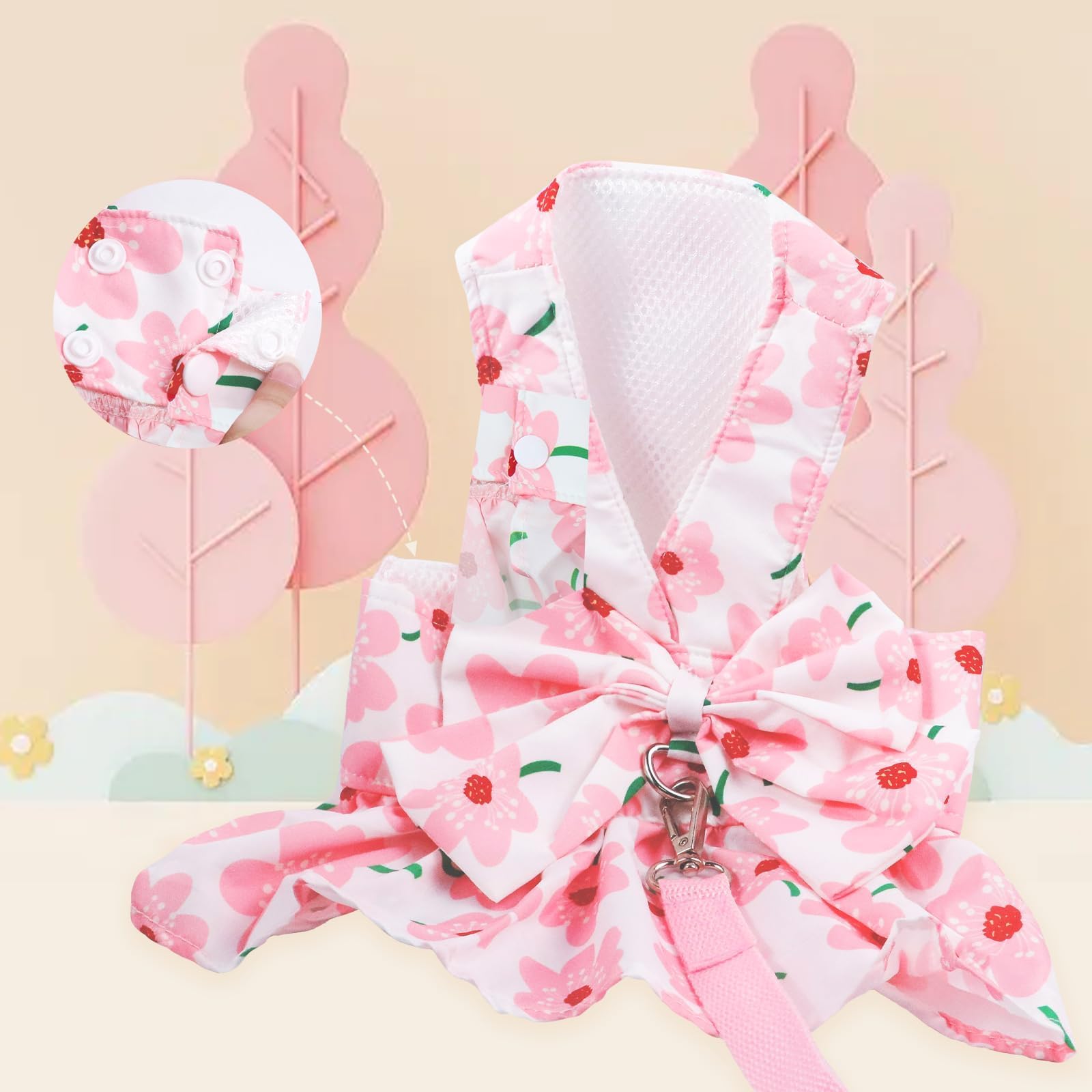 LAPOHI chien portant robe et laisse, promenades élégantes et sûres