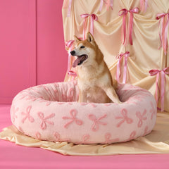 LE SURE lit donut vue face en Rose Taffy, confort visuel et cosy