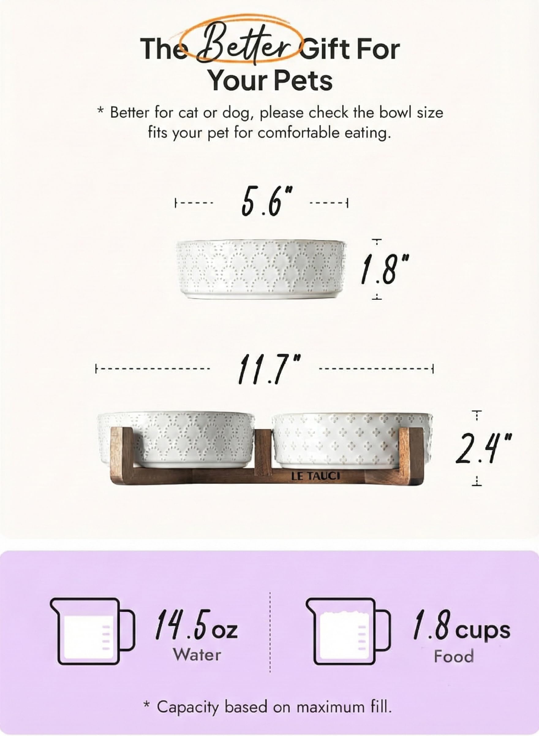 LE TAUCI ensemble utilisé avec nourriture et eau, séparation pratique pour repas