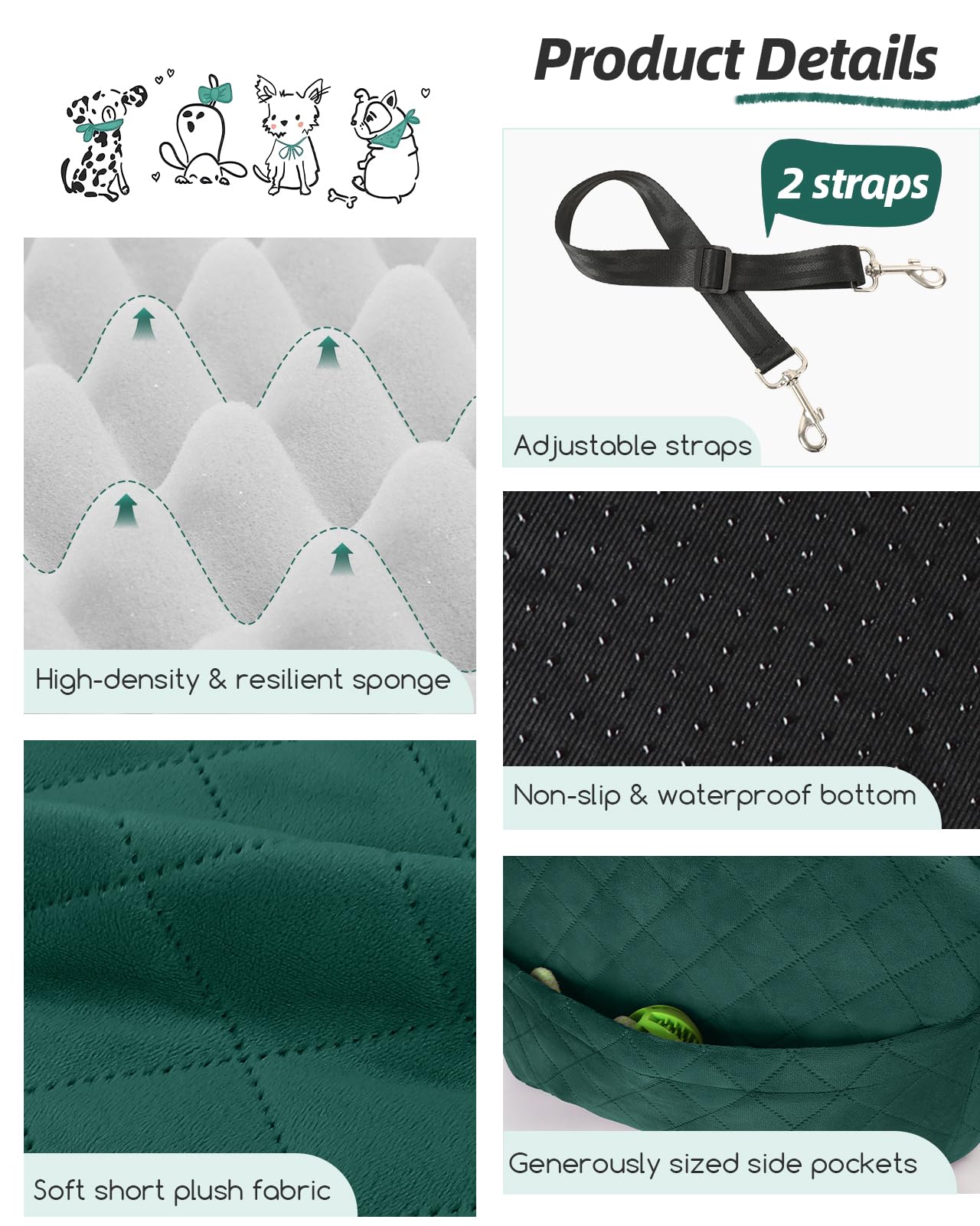 Lealchum poches de rangement pratiques pour friandises et laisses