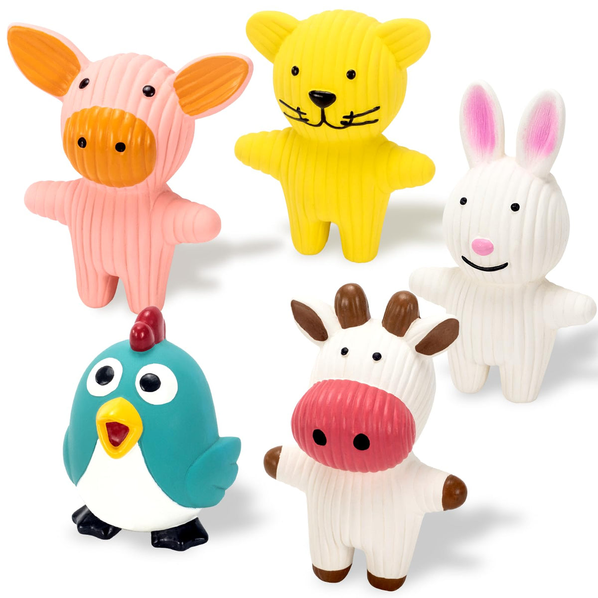 LECHONG pack avant emballage montrant cinq jouets animaux, attrayant et sûr