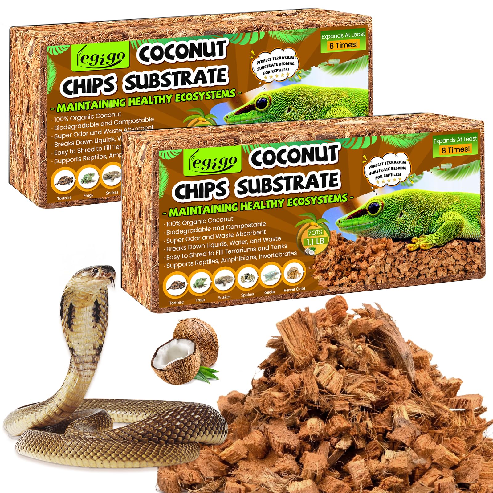 Legigo emballage avant montrant deux briques de coco pour stockage pratique