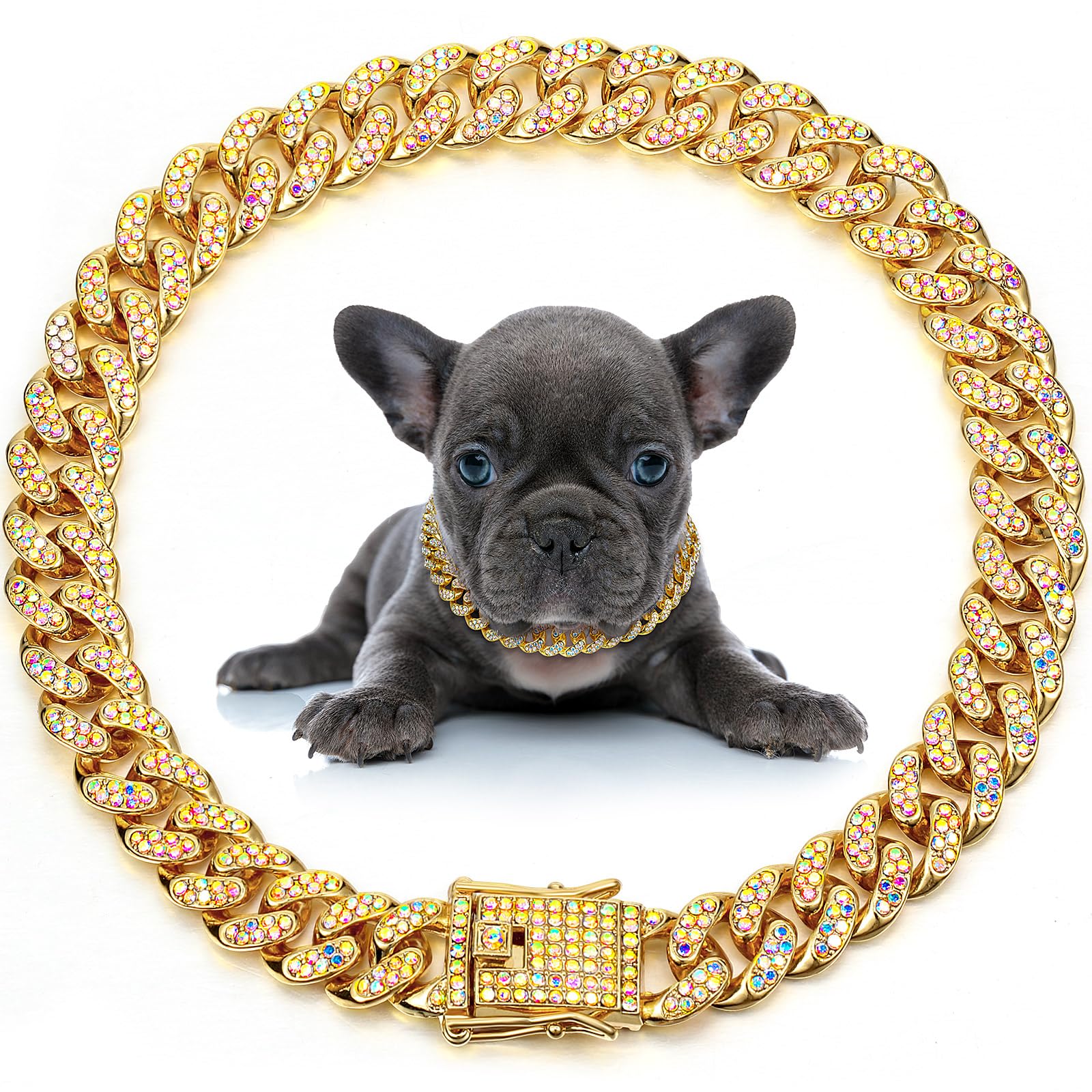 LEIFIDE collier Cuban Link face avant élégant et léger pour promenades