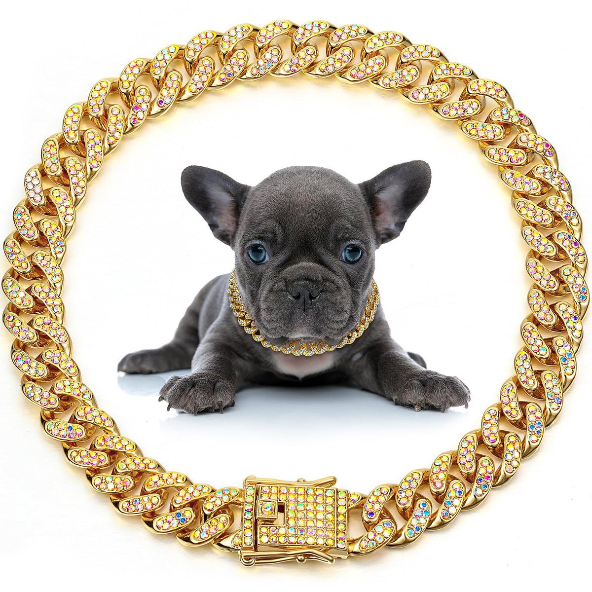 LEIFIDE collier Cuban Link face avant élégant et léger pour promenades
