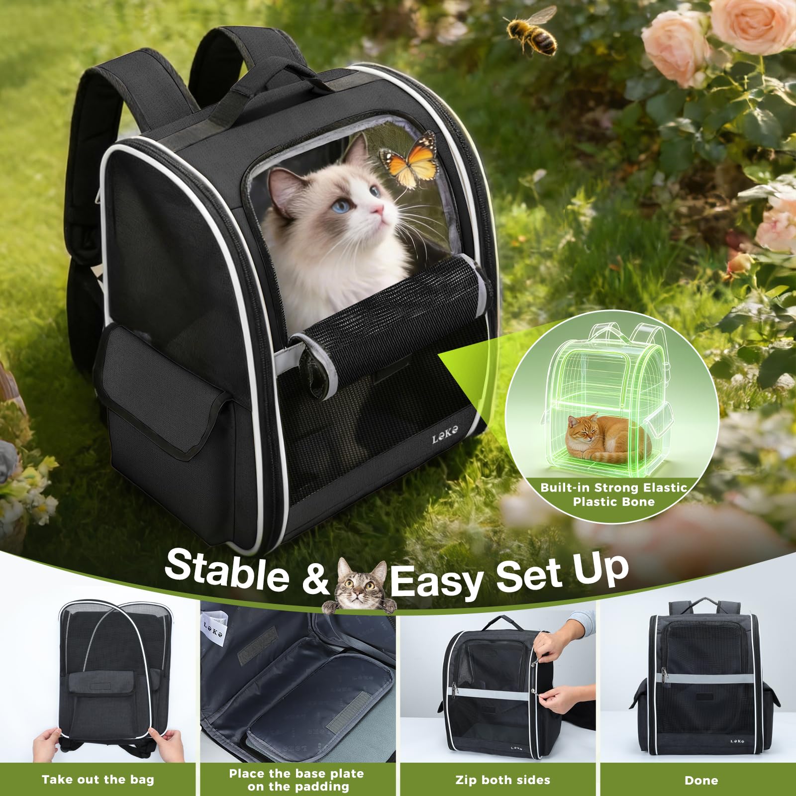 Lekereise sac plié à plat illustrant rangement compact et gain de place