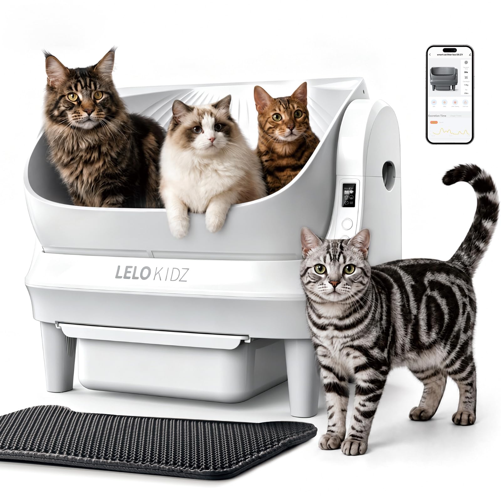 LELOKIDZ bac avant ouvert montrant espace confortable et adaptation chat