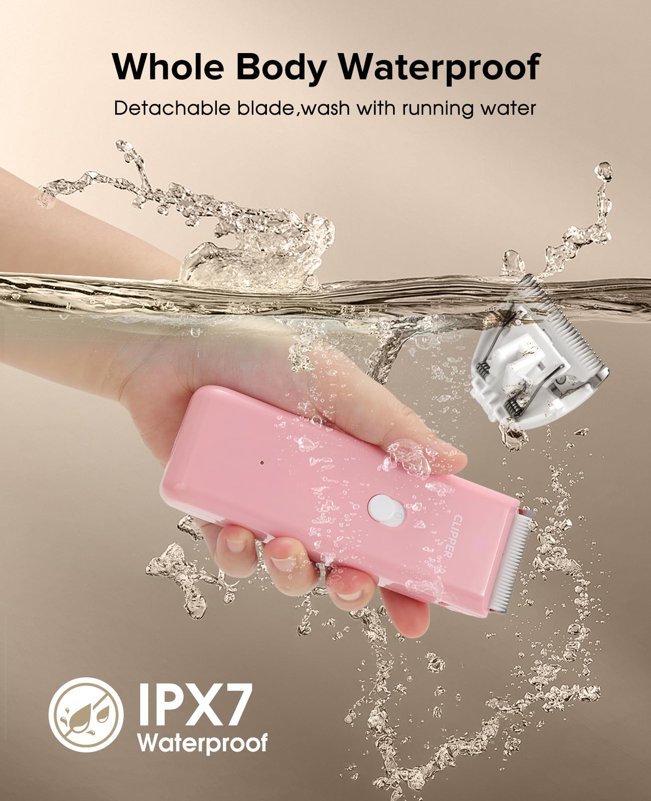 LEMULEGU tondeuse rincée sous l-eau prouvant étanchéité IPX7 et nettoyage simple