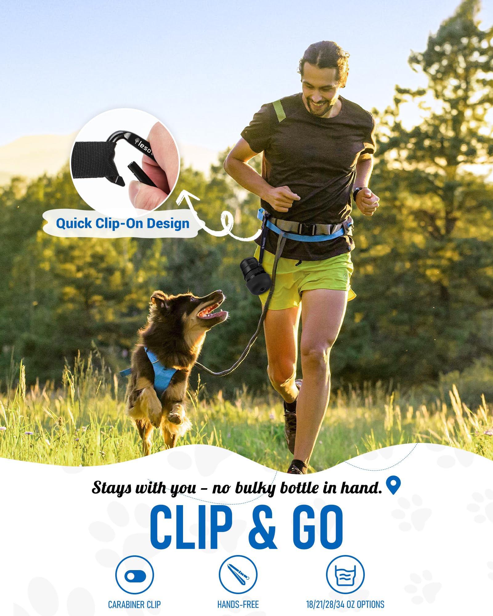 lesotc en usage lors d'une promenade, hydrate le chien facilement