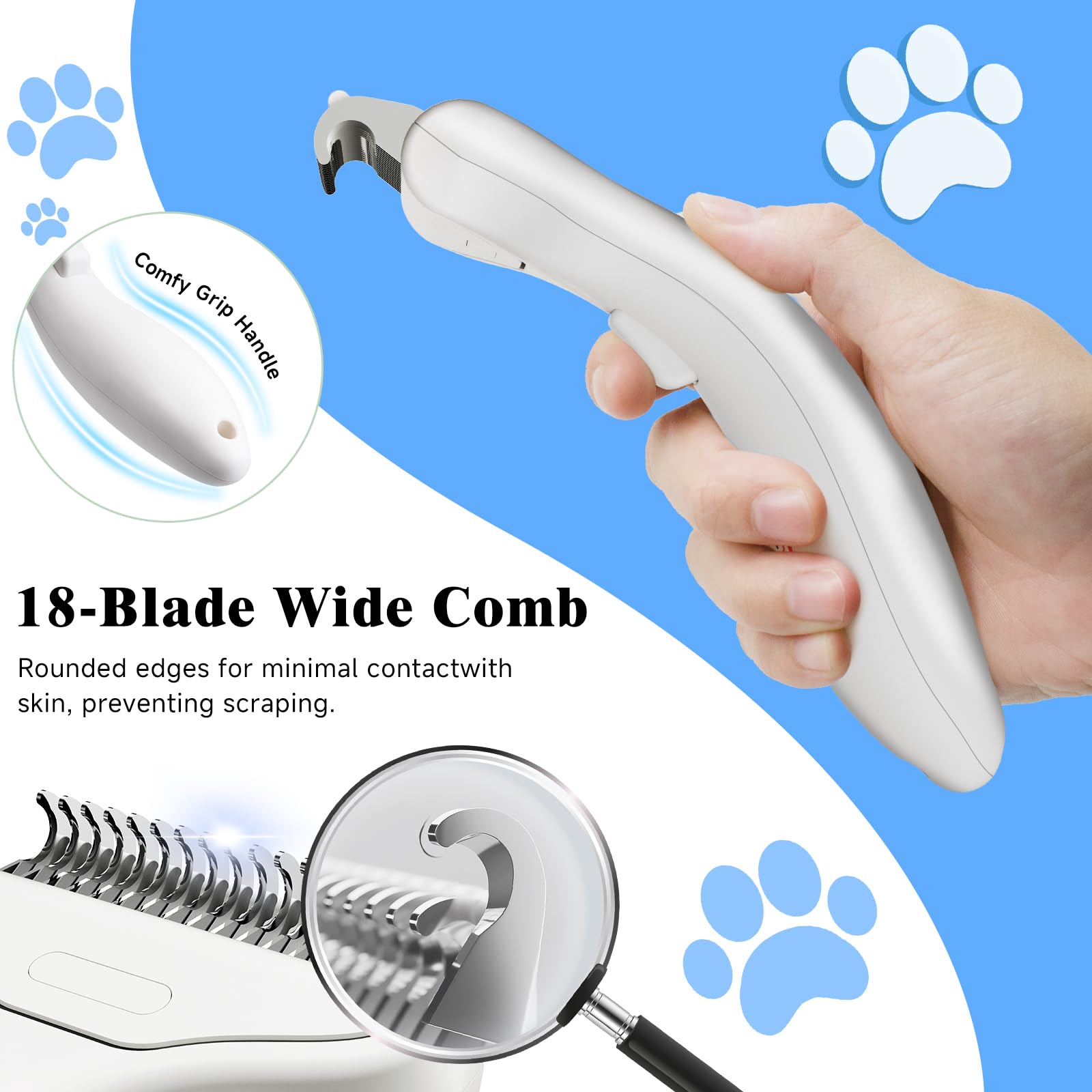 LetsFeed brosse vapeur utilisée sur un chien pour réduire la mue efficacement