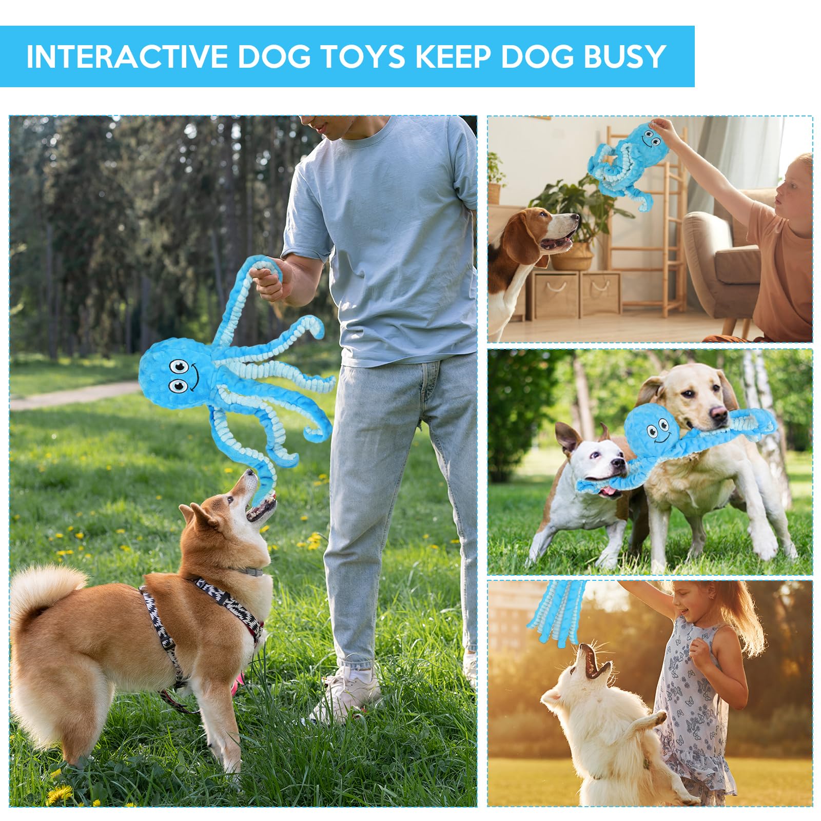 Letsmeet texture peluche douce et coutures renforcées, confortable pour mâchouiller