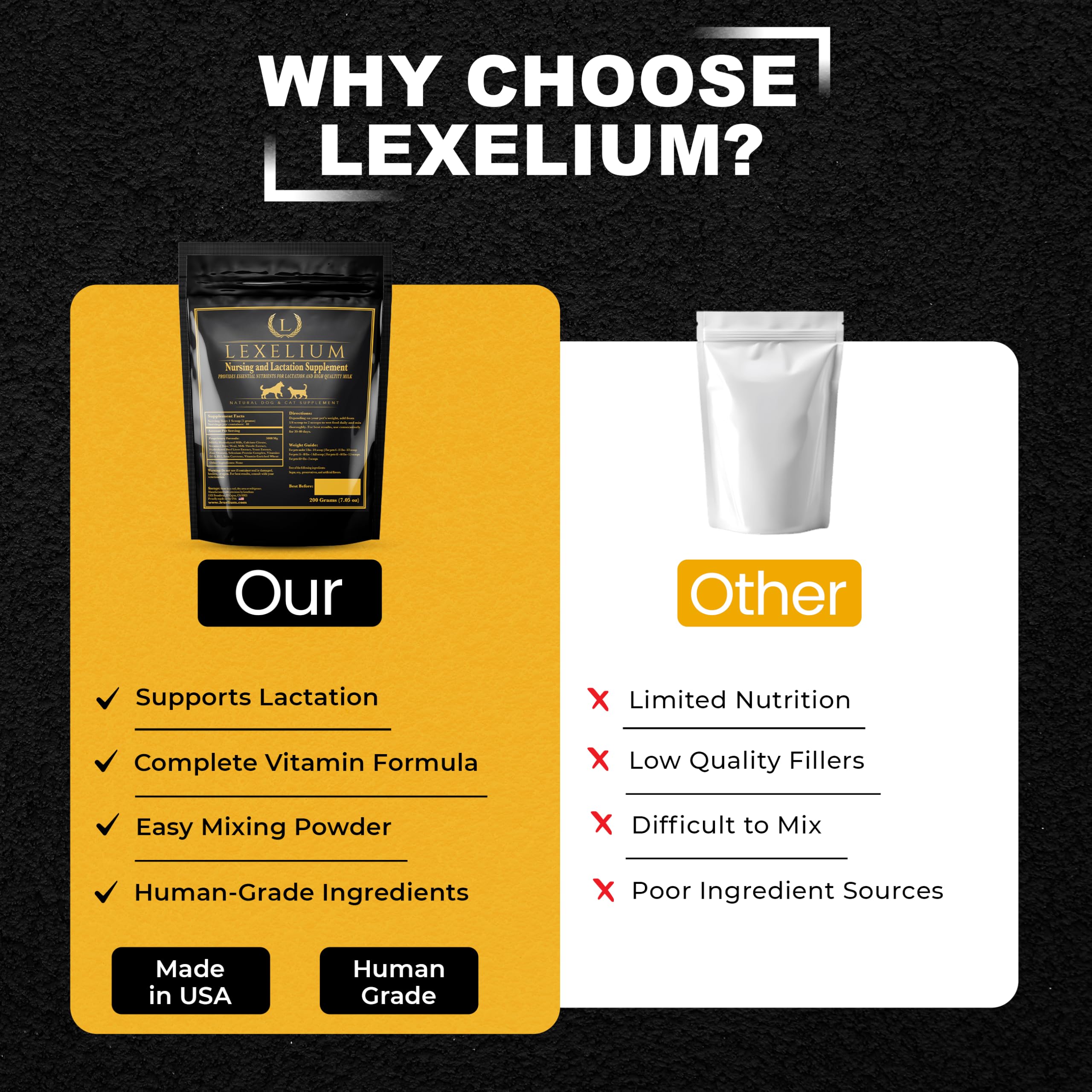 Étiquette Lexelium avec liste d'ingrédients mettant en avant qualité