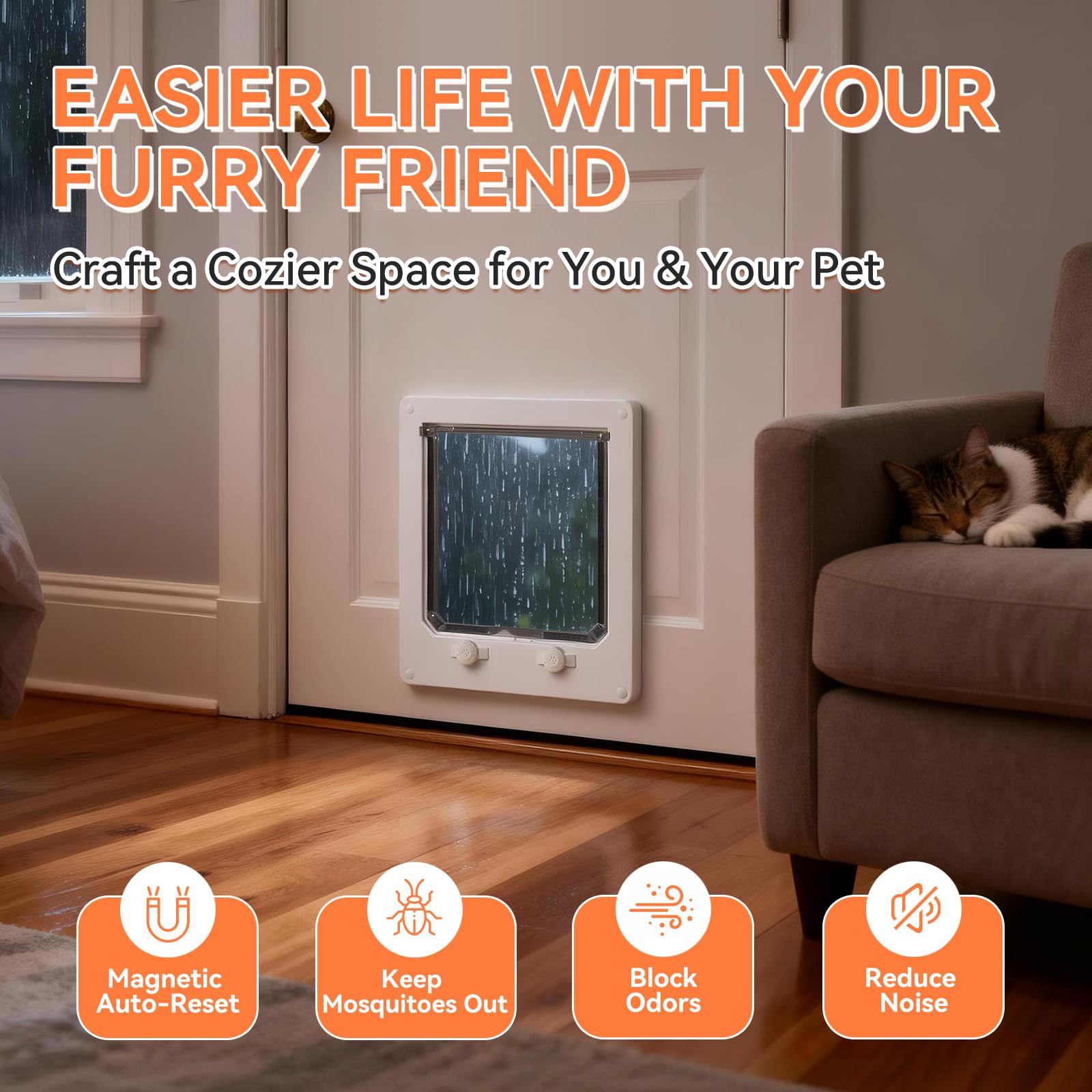 LIBBEPET chatière installée sur porte en bois pour intégration soignée