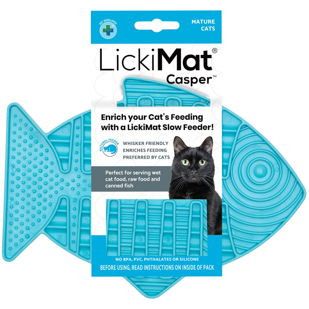 LICKIMAT Casper face avant forme poisson montrant les cannelures pour stimuler le léchage