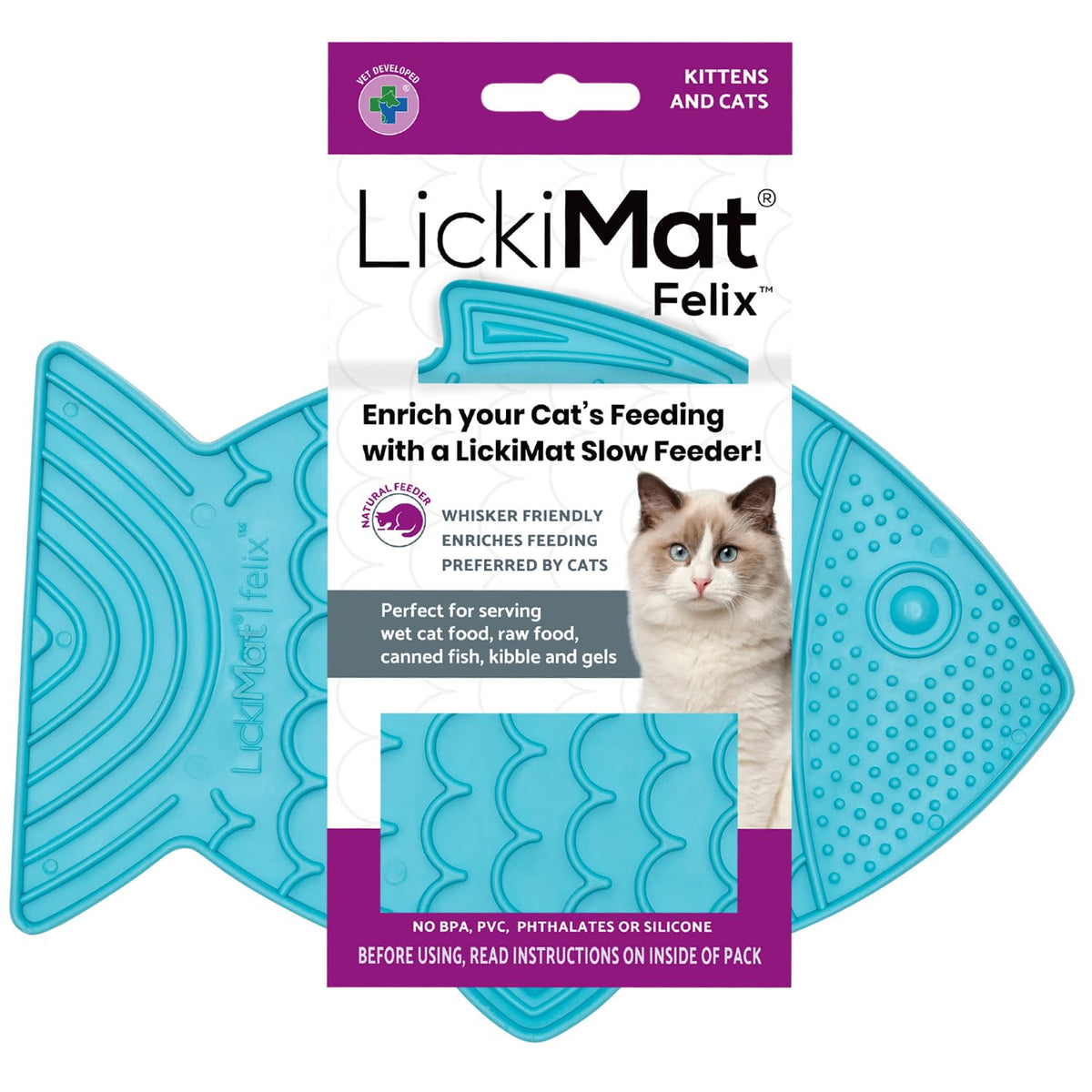 LICKIMAT Felix face avant en forme de poisson, design attractif et sécurisé