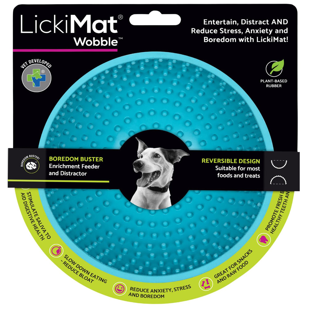 LICKIMAT Wobble face avant turquoise montrant design anti-ennui