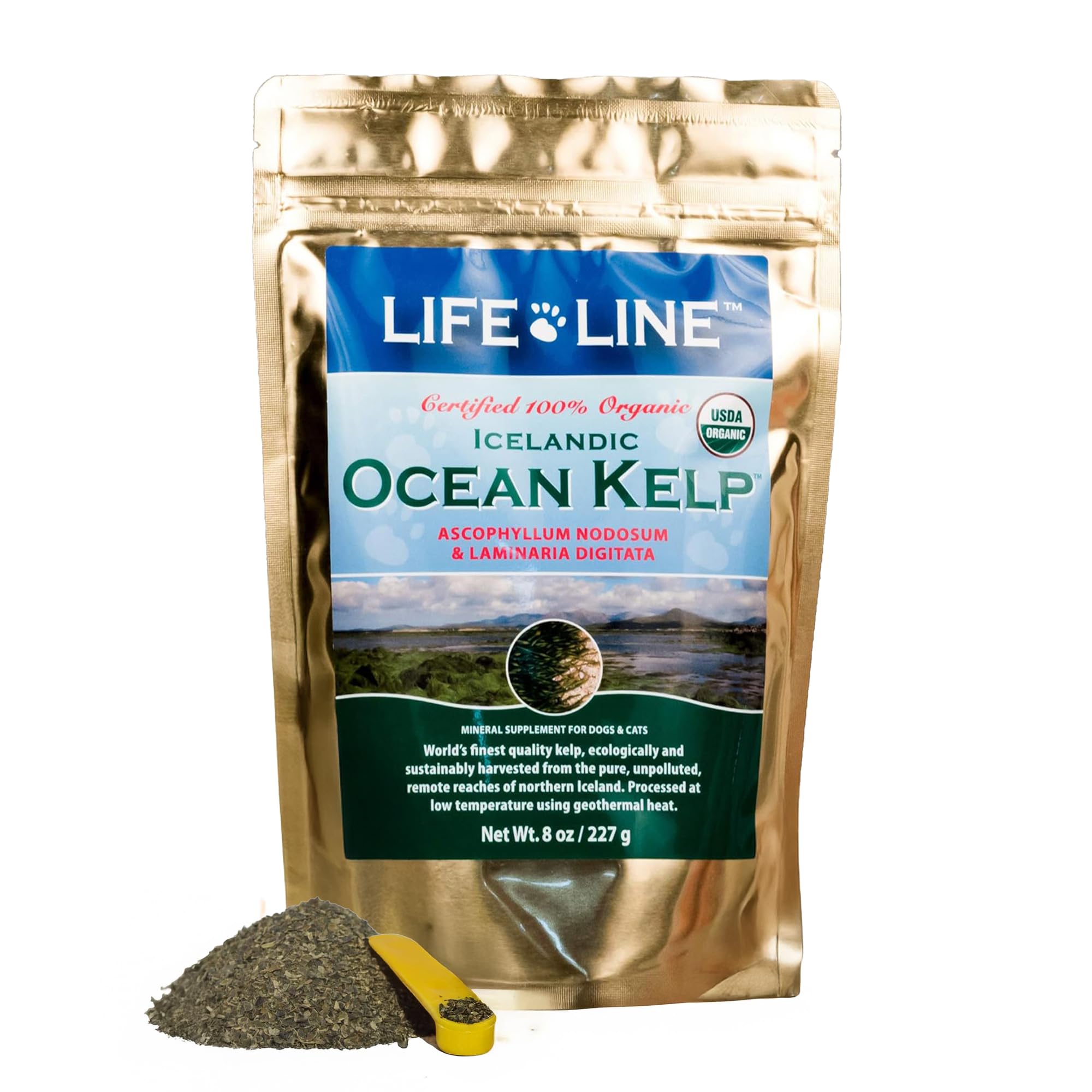Life Line emballage face présentant le kelp organique et ses atouts