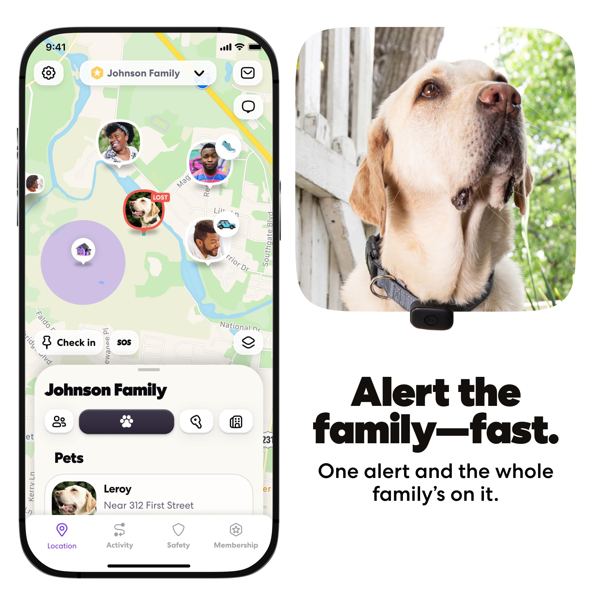Life360 application affichant carte en main pour localisation rapide