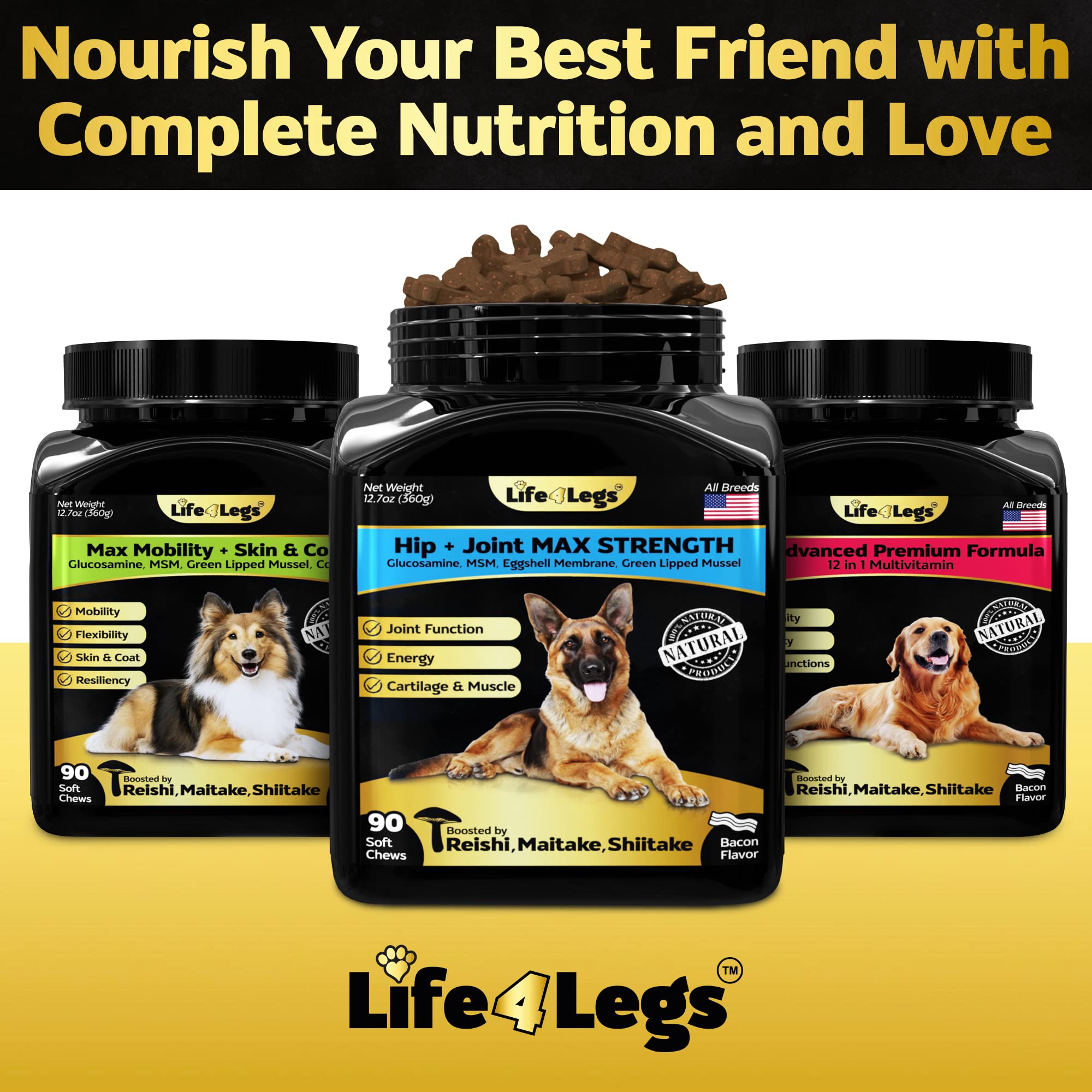 Life4Legs boîte ouverte avec 30 chews pour routine quotidienne