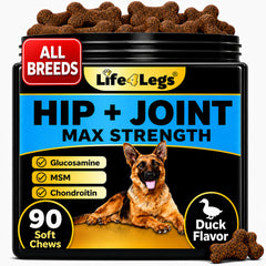 Life4Legs emballage avant montrant le pot et dosage clair