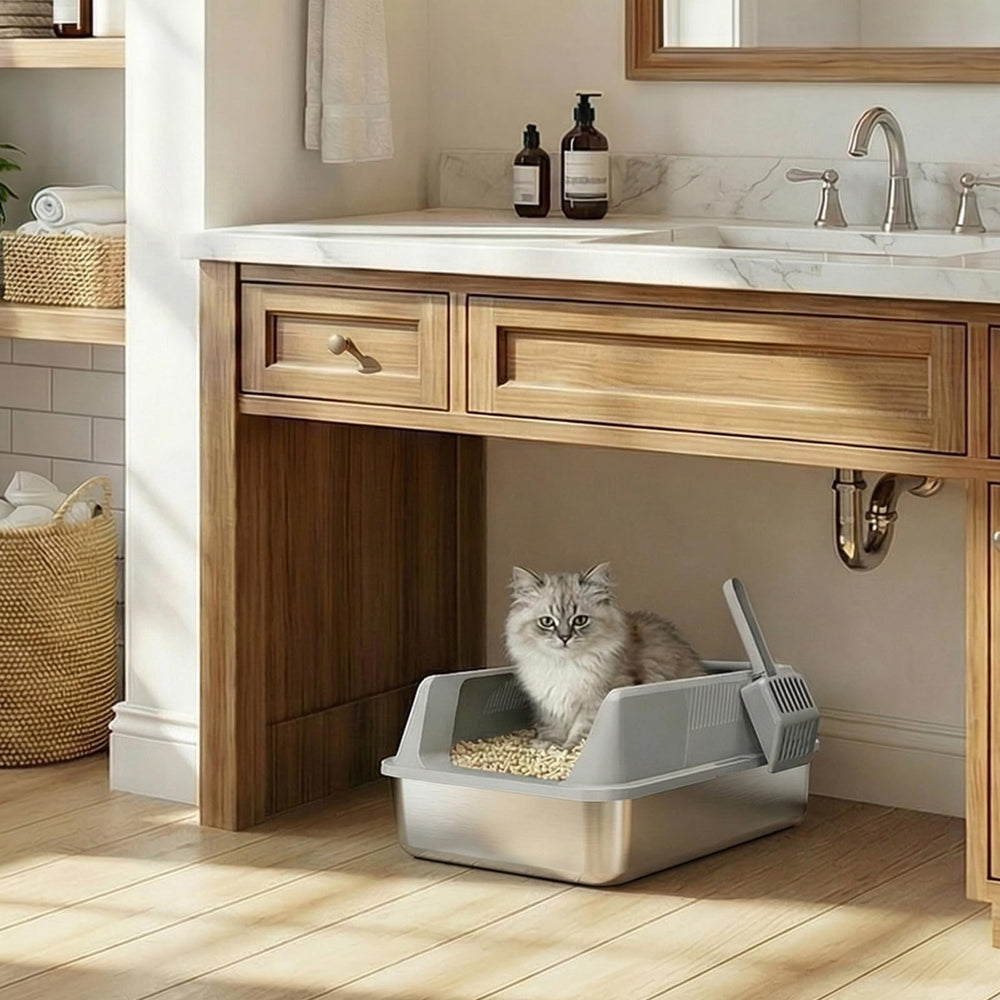 Lifewit bac placé dans une salle de bain design gain de place