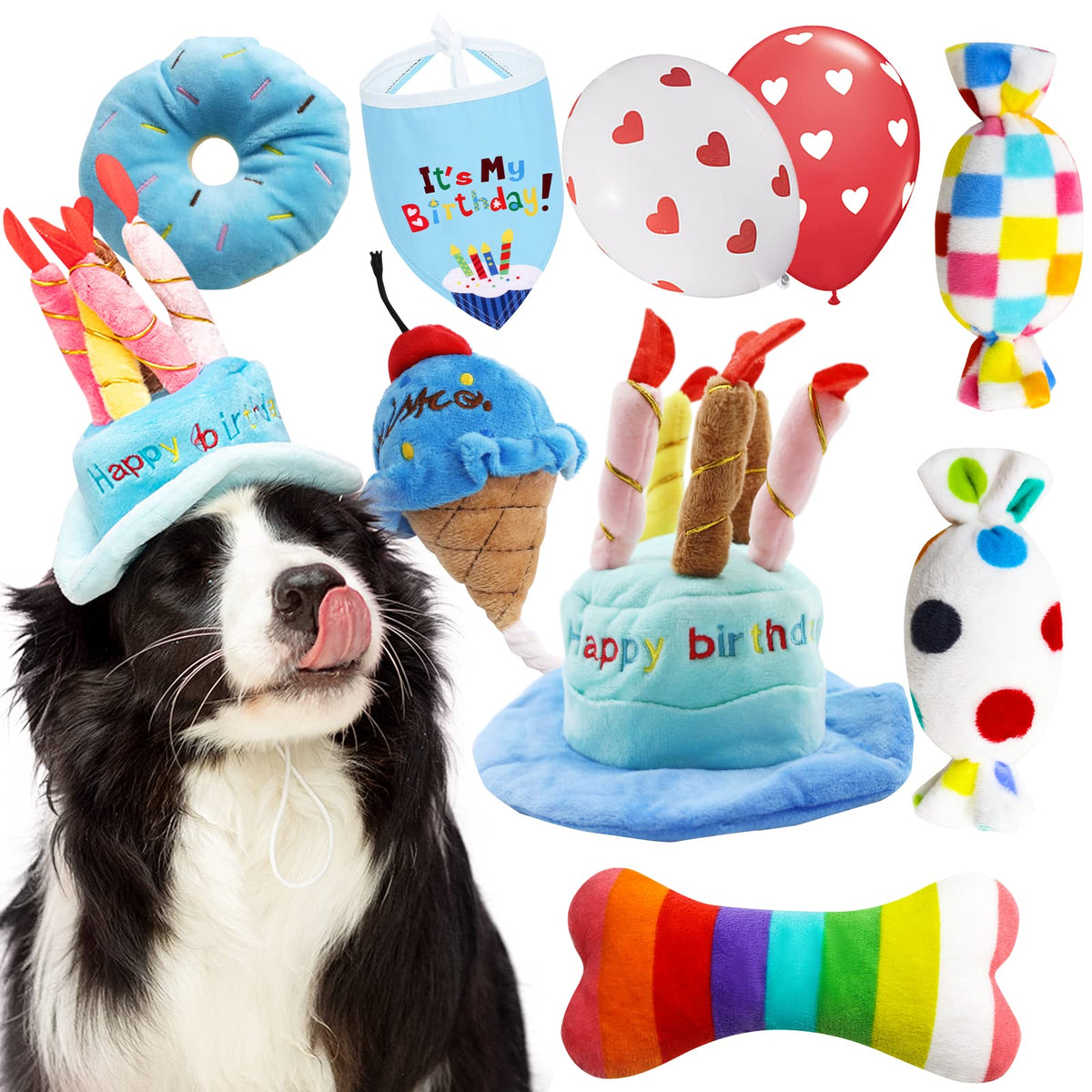 lilfrd chapeau et bandana en packaging bleu, prêt pour photo d'anniversaire