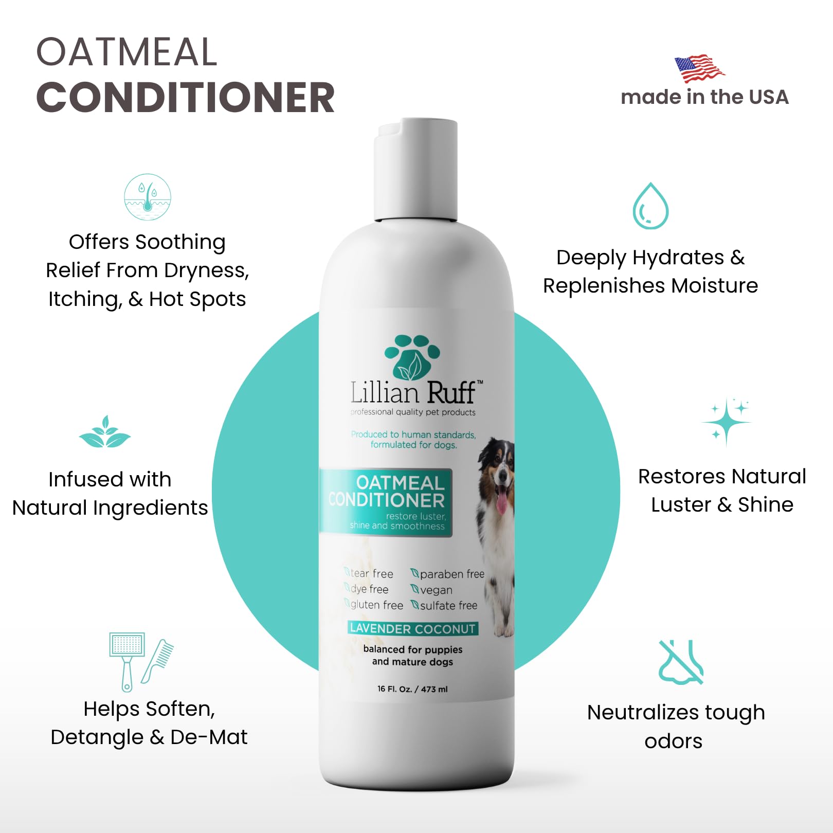 Lillian Ruff conditionneur texture crémeuse en gros plan apportant hydratation et démêlage