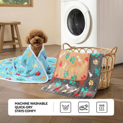 LINENLUX plaid installé dans panier offrant un nid moelleux pour chien
