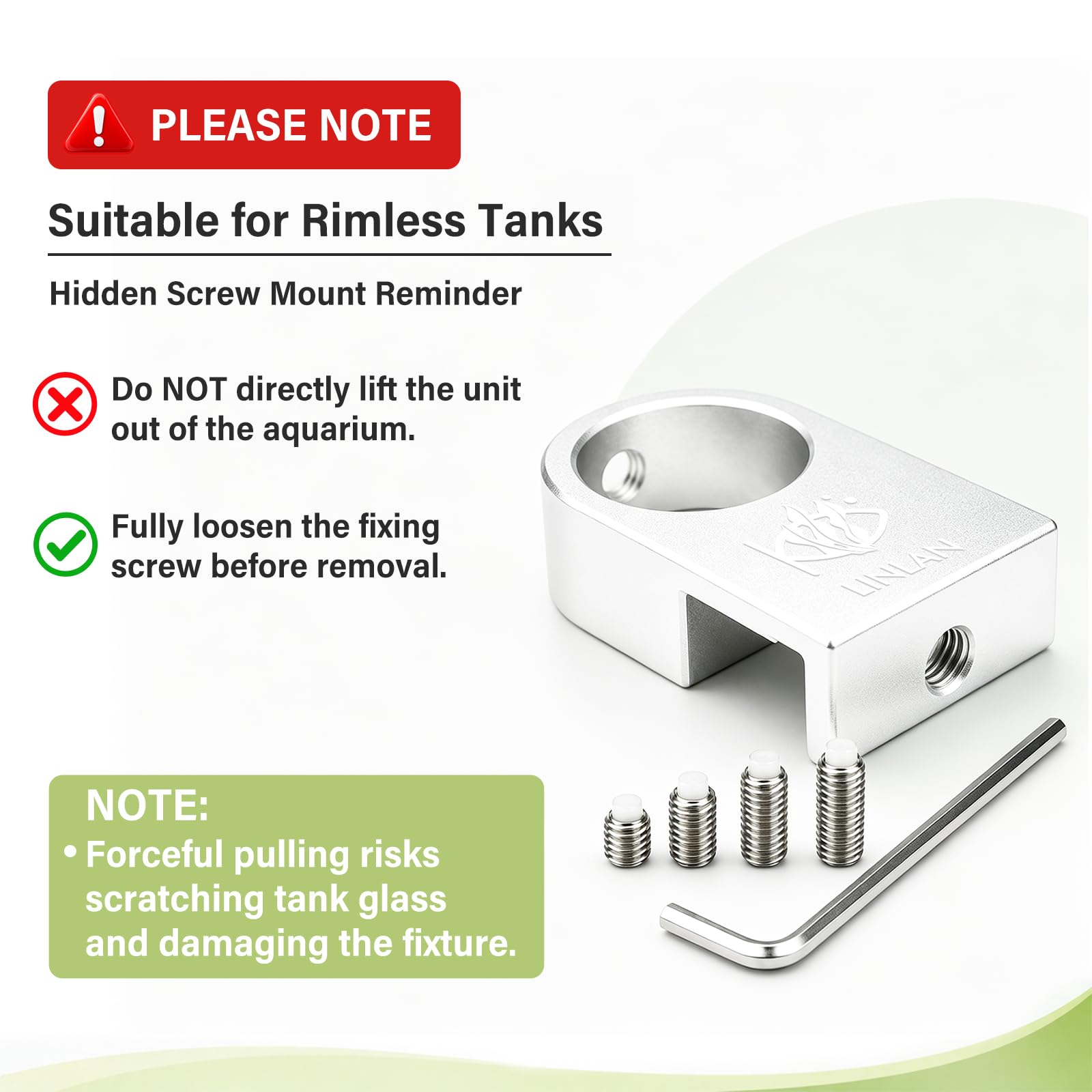 LINLAN installation dans aquarium sans rebord intégrée discrètement au décor