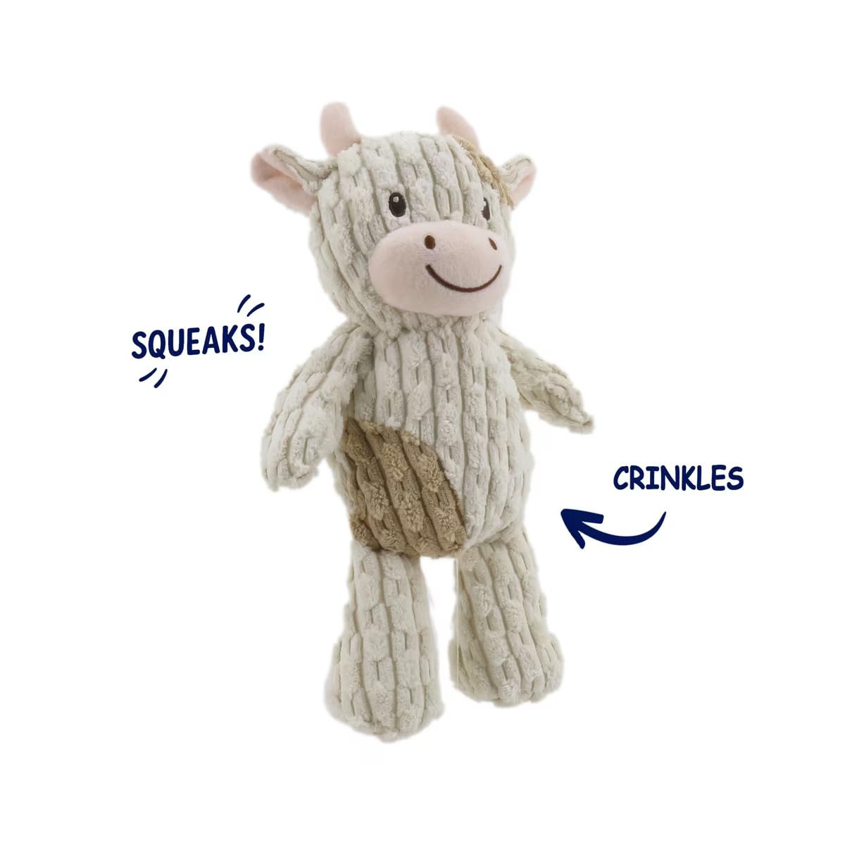 Linzy peluche vache chien jouant, favorise activité interactive sécurisée