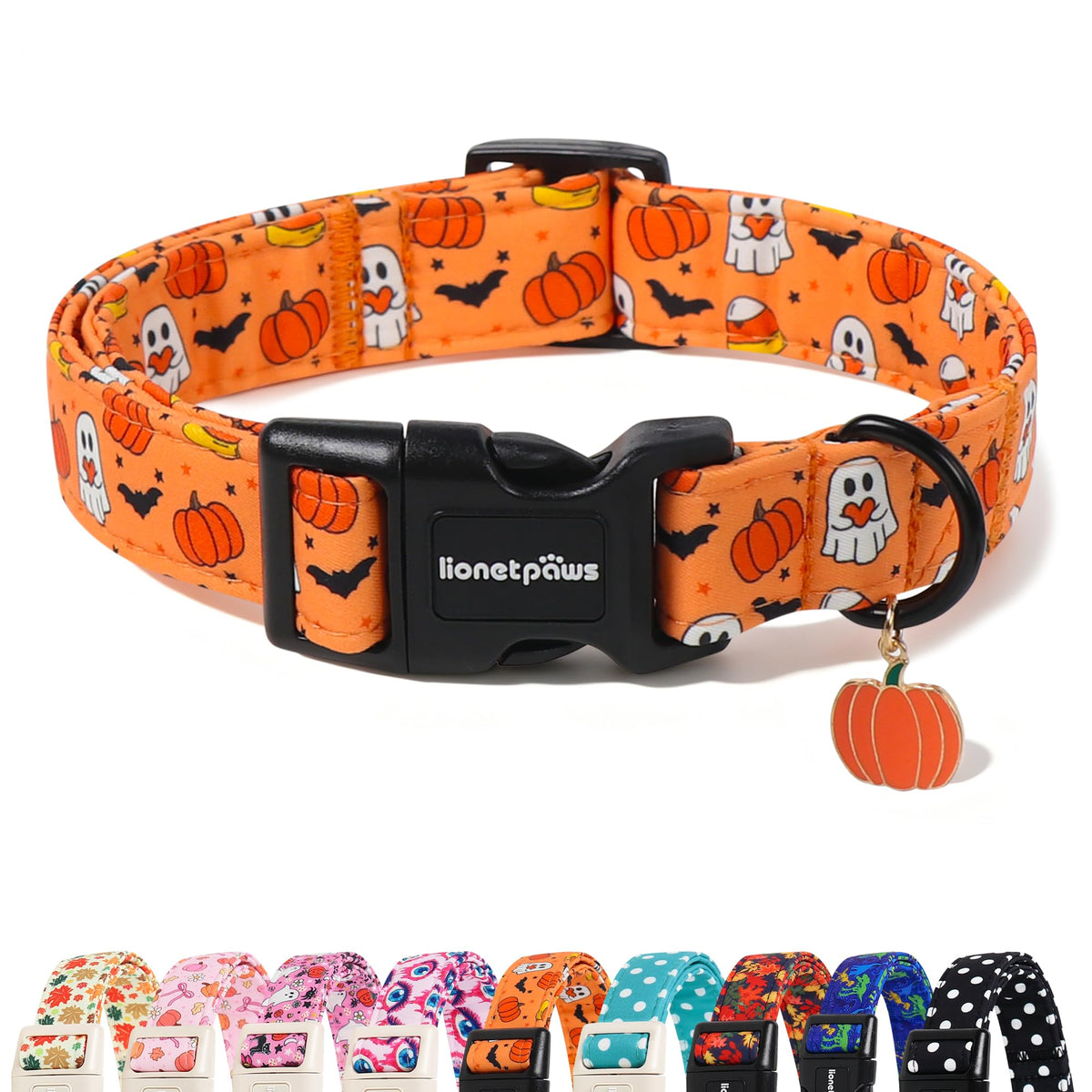 lionet paws collier halloween face orange, look festif et robuste