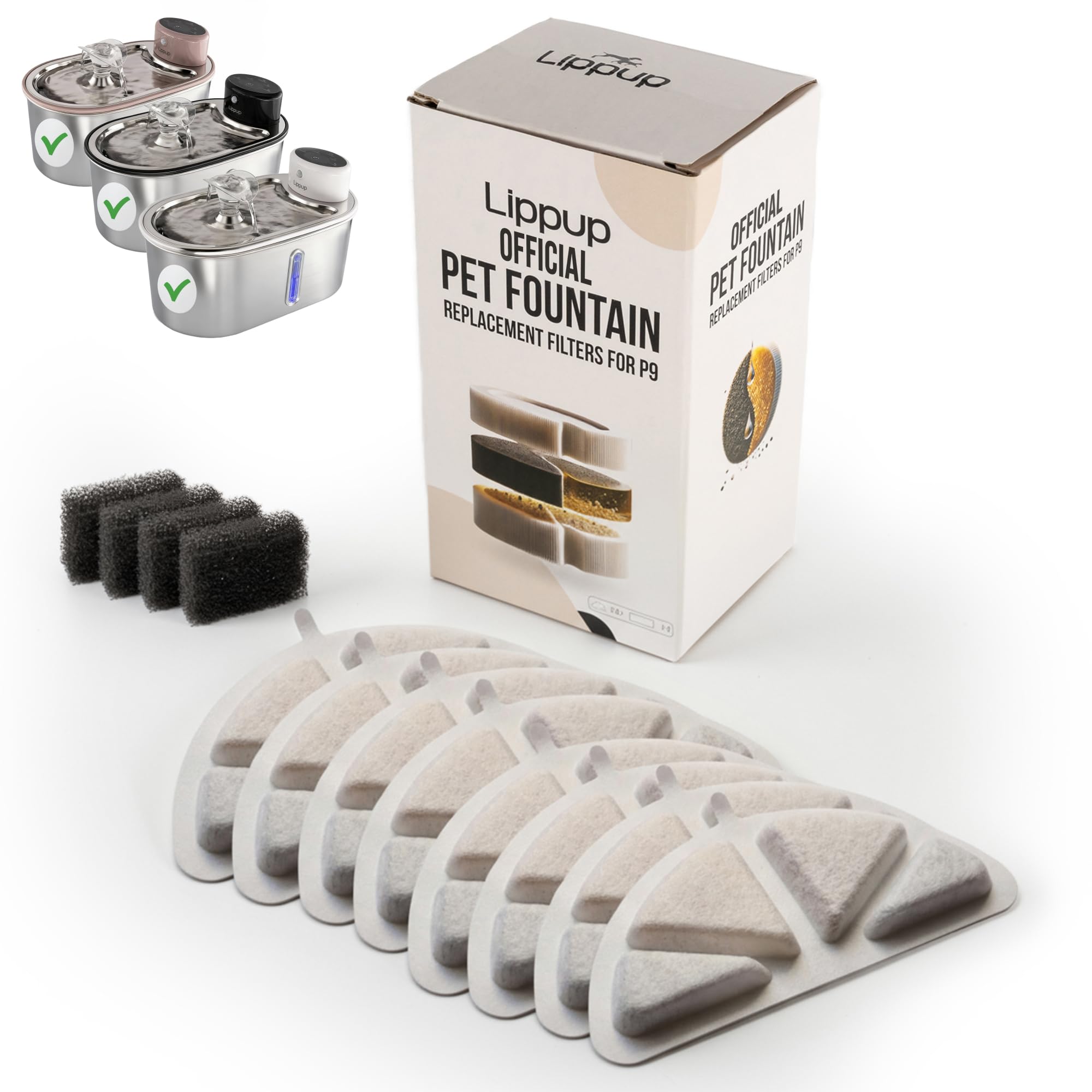 LIPPUP pack de 8 filtres montrant l'emballage et la quantité, conservation pratique