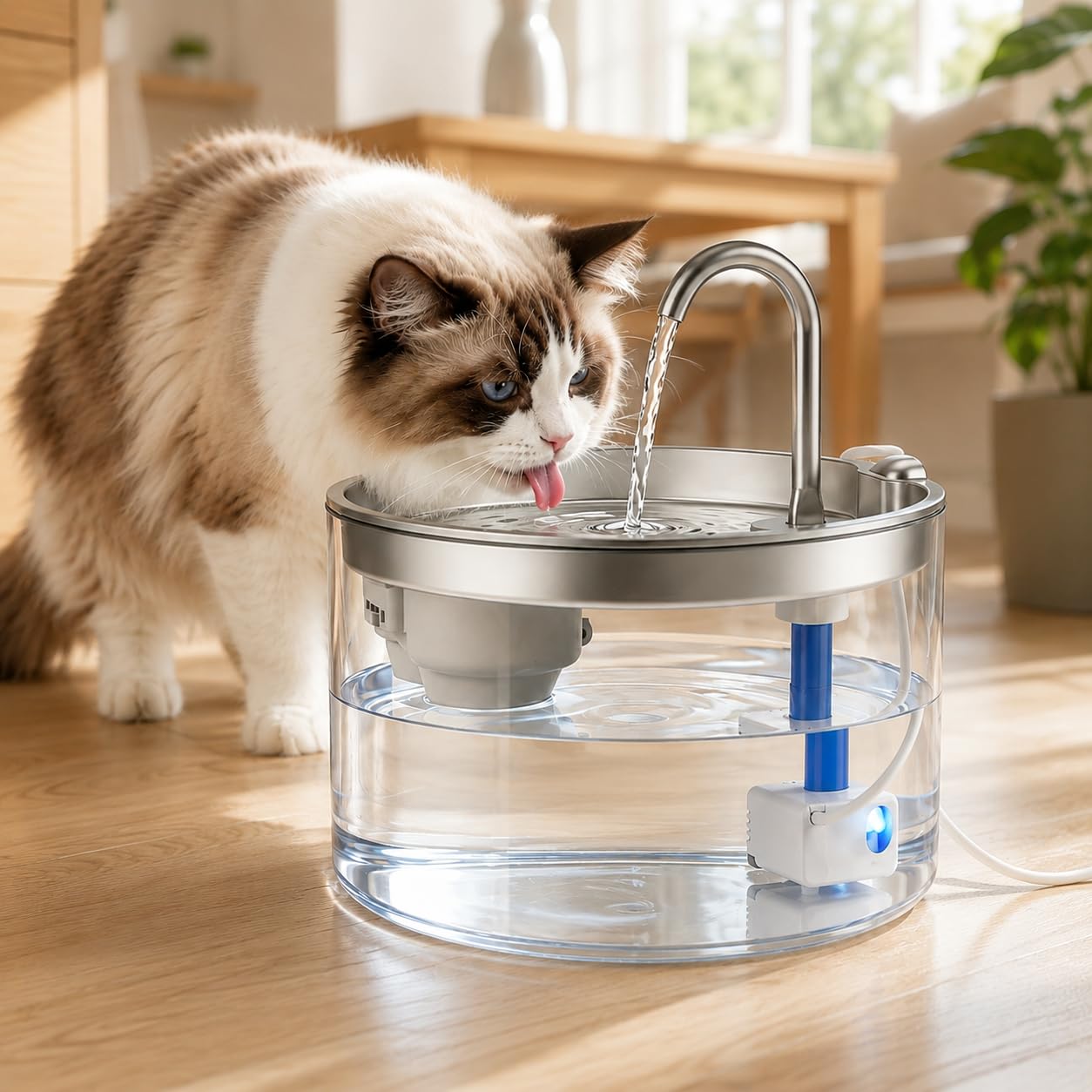 Lirsaoe fontaine en verre vue avant, design propre et capacité élevée