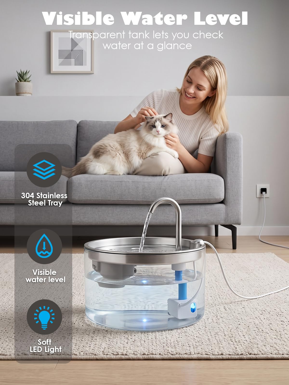 Lirsaoe réservoir transparent montrant clairement le niveau d'eau pour moins de remplissages