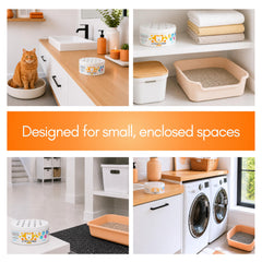 Litter Box Magic comparaison taille dans une main, compact et pratique