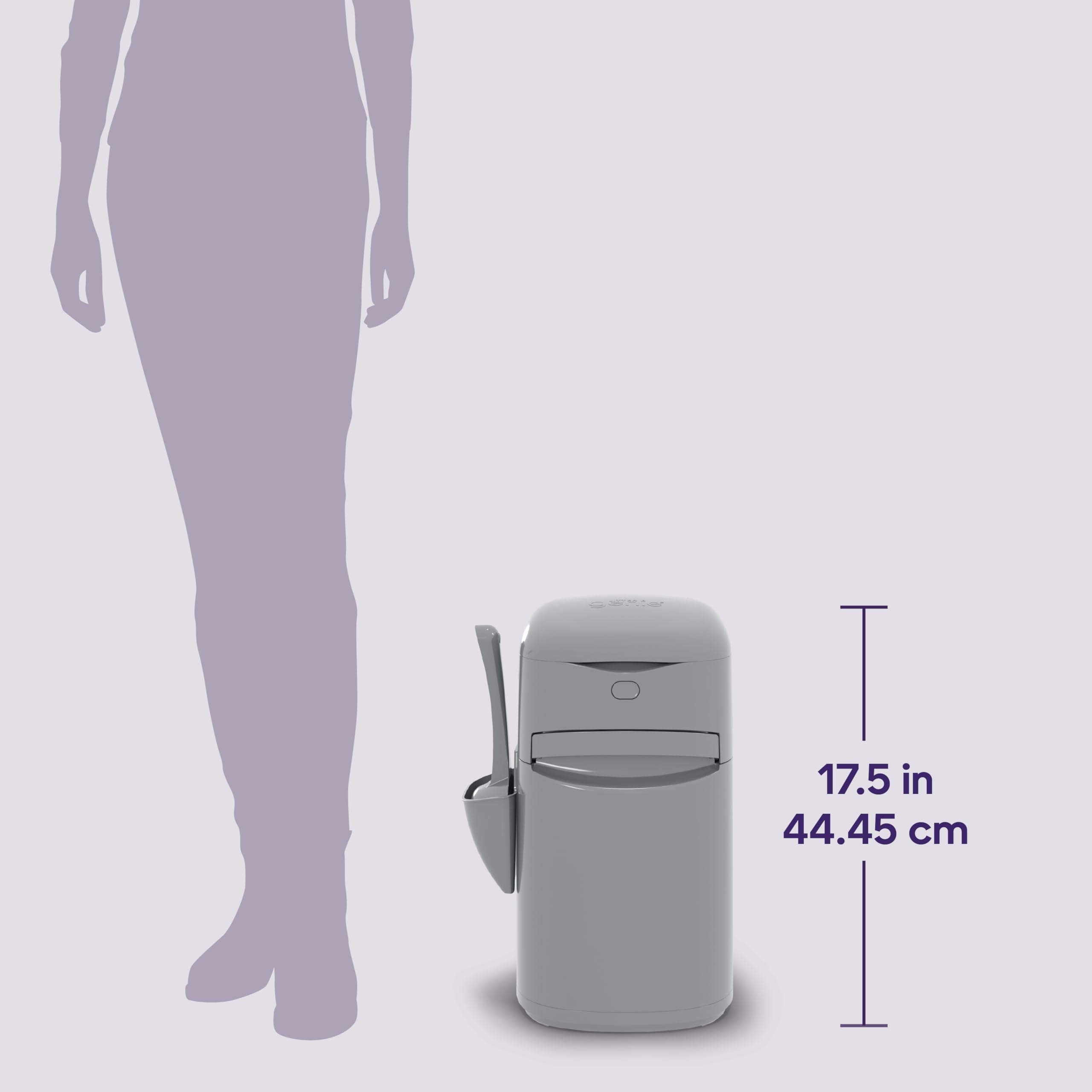 Litter Genie comparaison d’échelle avec un objet courant pour visualiser la taille