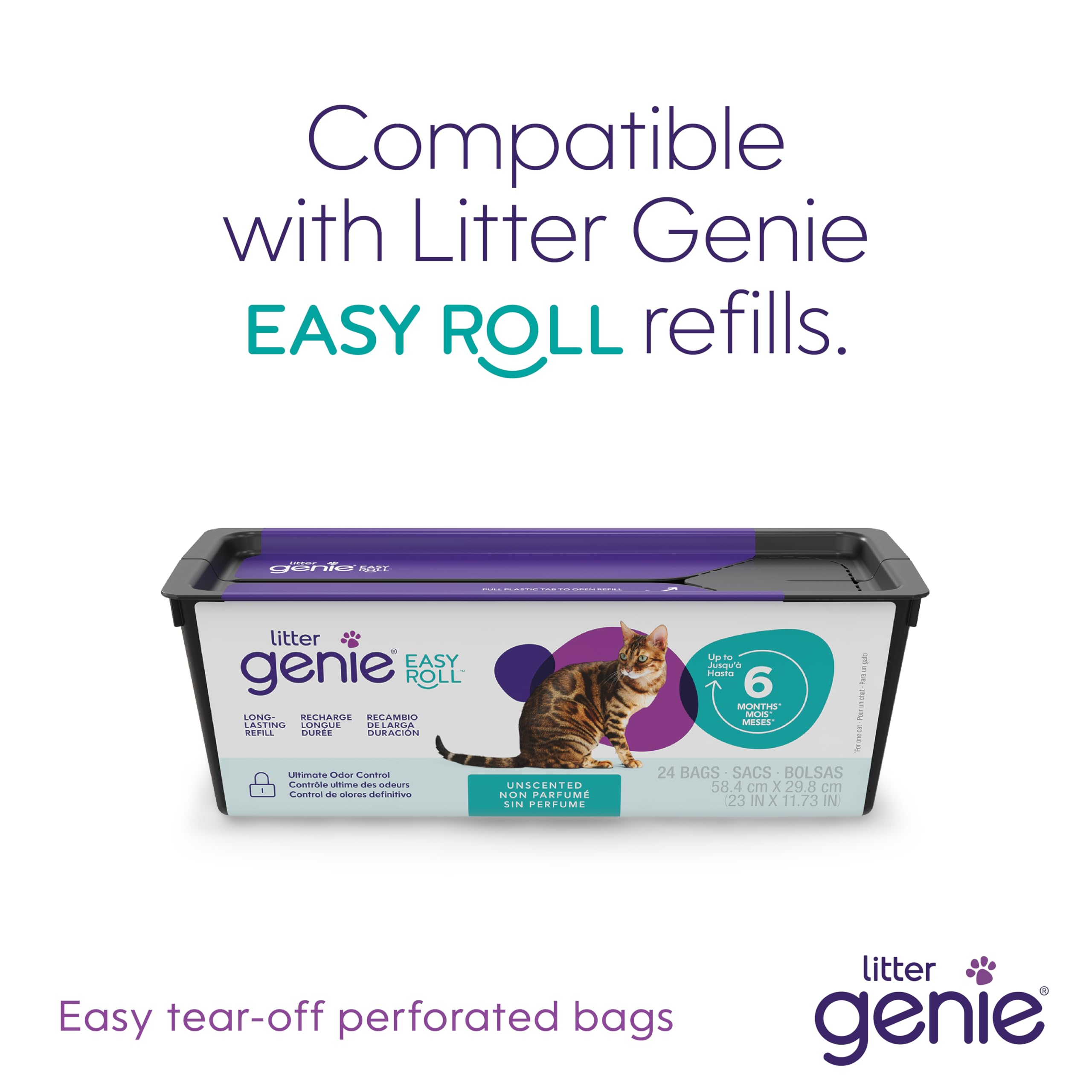 Litter Genie main tirant la poignée pour sceller la litière d’un simple geste