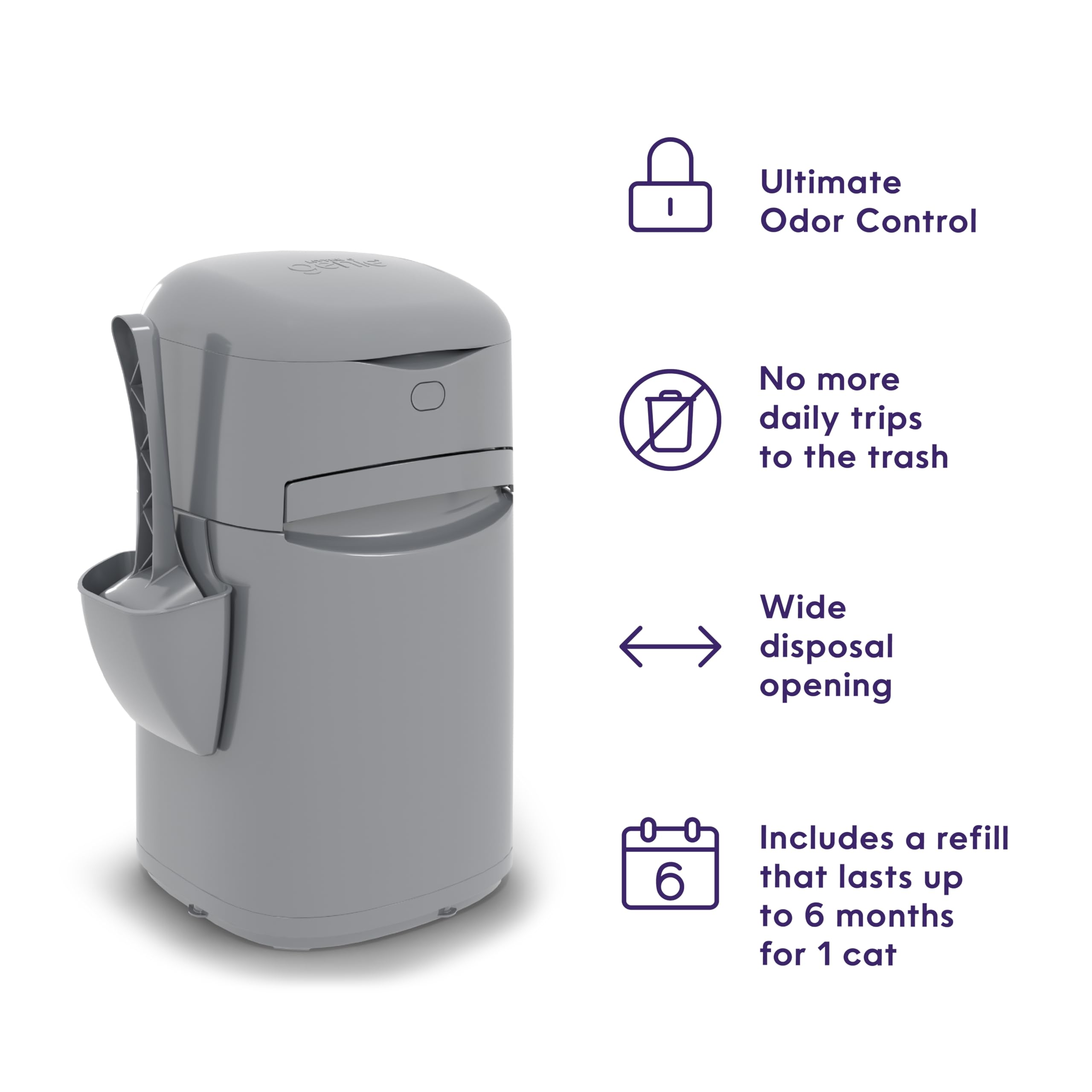 Litter Genie pelle incluse et support pour un rangement pratique et hygiénique
