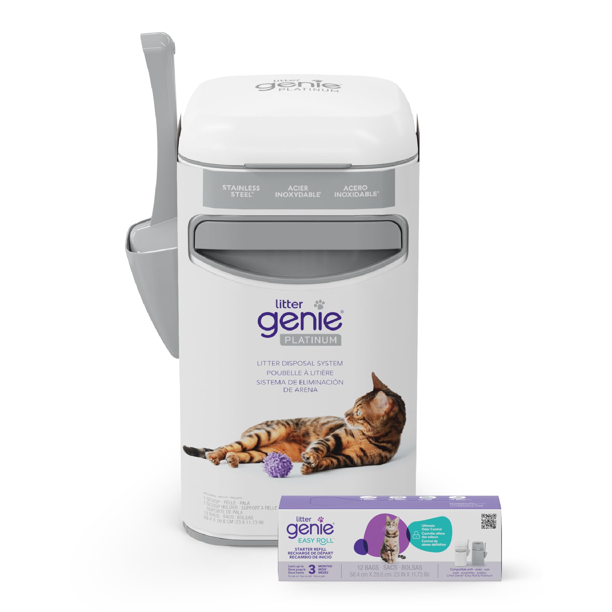 Litter Genie poubelle avant en acier inoxydable, design moderne et discrétion