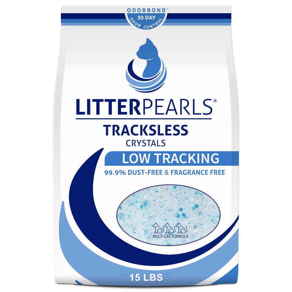 Litter Pearls sac 15 lb montrant l'emballage et bénéfice contrôle d'odeurs