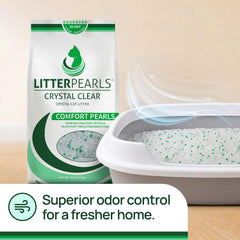 Litter Pearls bac en usage avec chat montrant contrôle durable des odeurs
