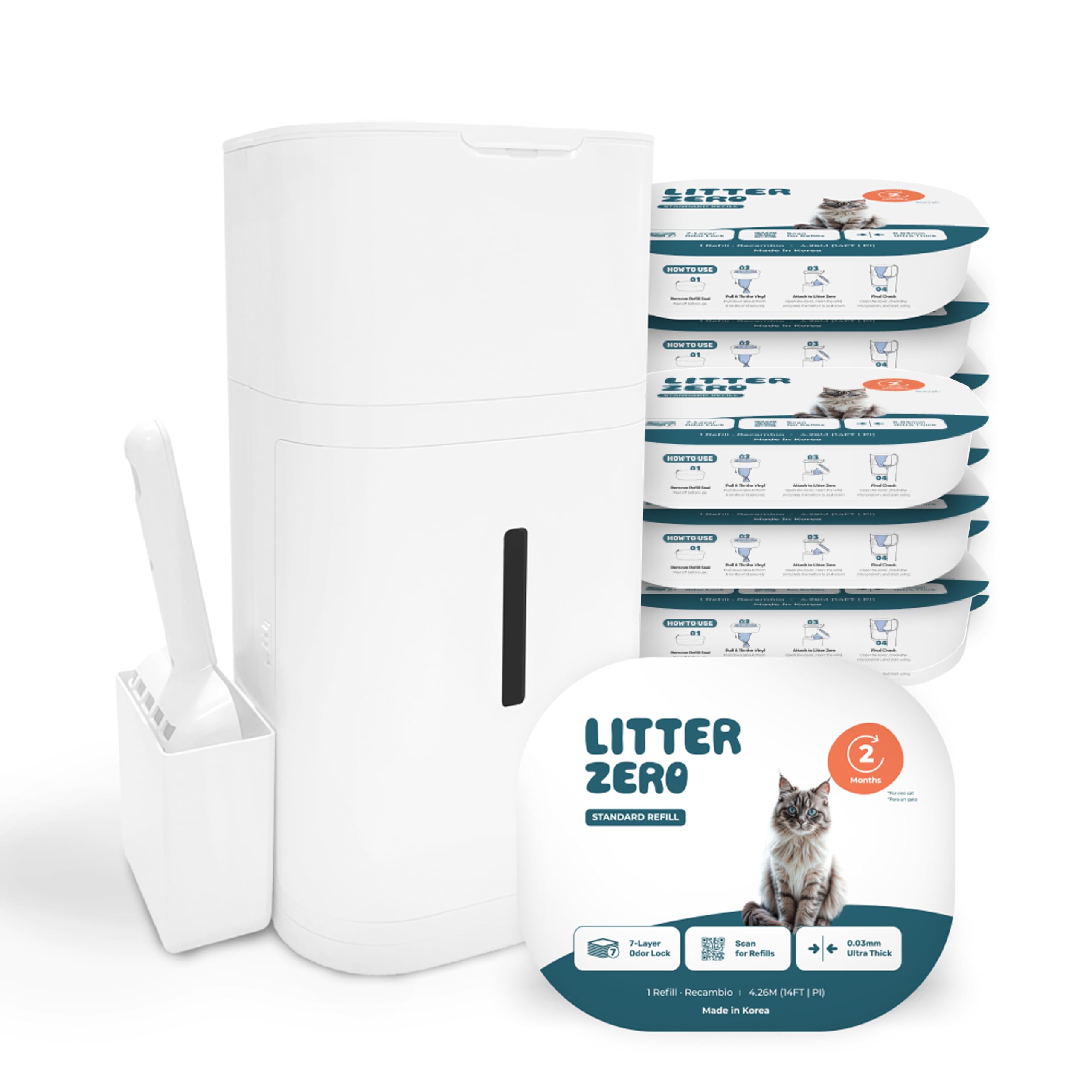 litter zero vue avant de l’unité montrant design et gain de temps