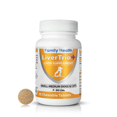 LiverTrio+ comprimé gros plan montrant texture masticable bénéfique