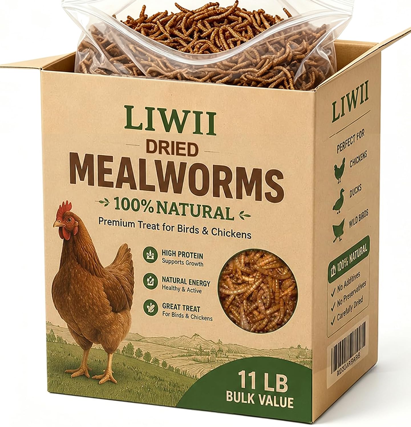 LIWII emballage avant montrant le sac 11LB et facilité de stockage